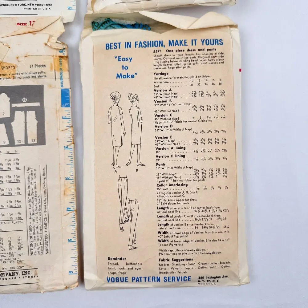 Vintage Butterick & Vogue Sewing Patterns Lot of 6 60s 70s Dress Sewing